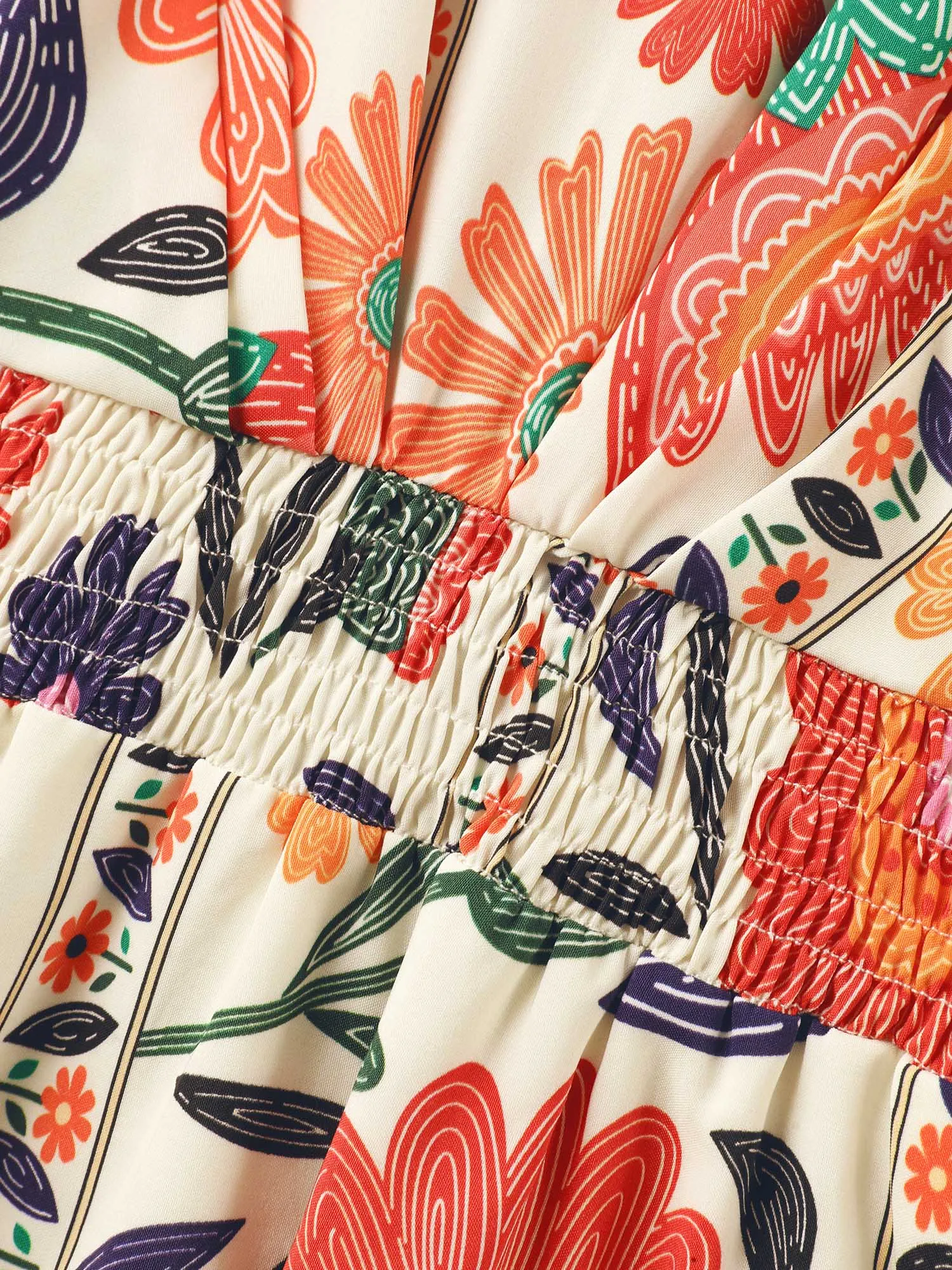 Floral Print Gathered Waist Pleated Midi Dress sold by Bloomchic product image thumbnail 5