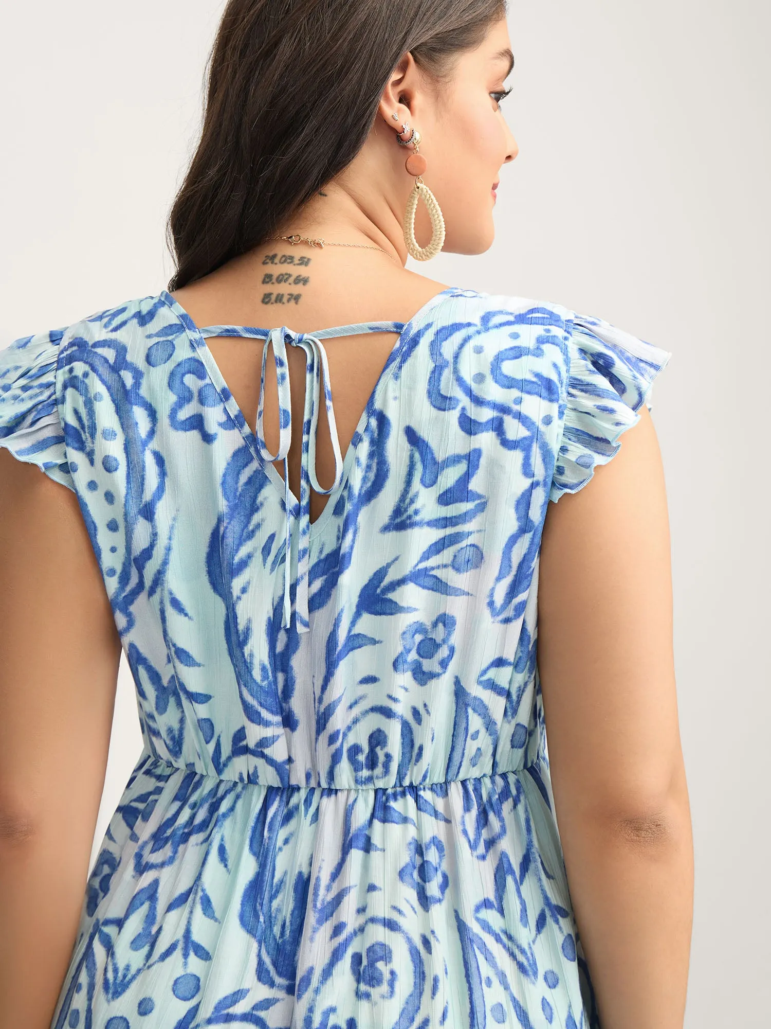 Paisley Print Ombre Back-Tie Midi Dress sold by Bloomchic product image thumbnail 2