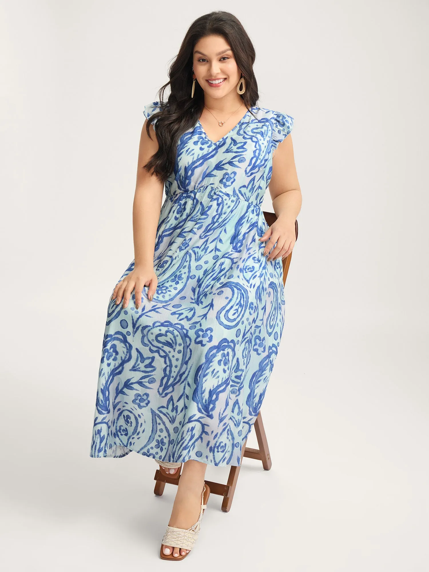 Paisley Print Ombre Back-Tie Midi Dress sold by Bloomchic