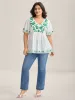 Floral Embroidery Flared Flowy Blouse sold by Bloomchic