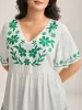 Floral Embroidery Flared Flowy Blouse sold by Bloomchic