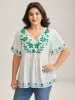 Floral Embroidery Flared Flowy Blouse sold by Bloomchic