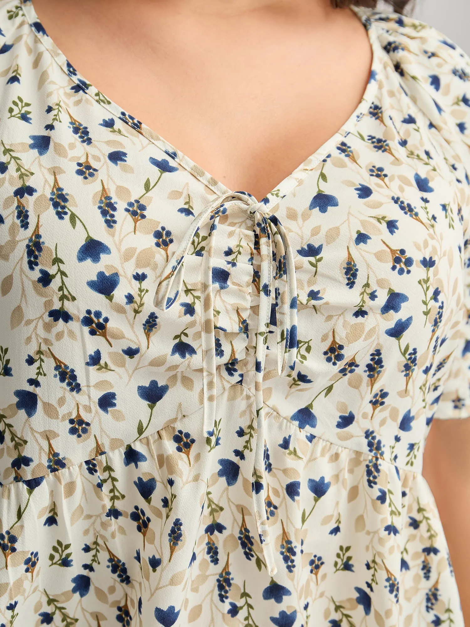 Bust-Comfort Floral Print Tie Blouse sold by Bloomchic product image thumbnail 2