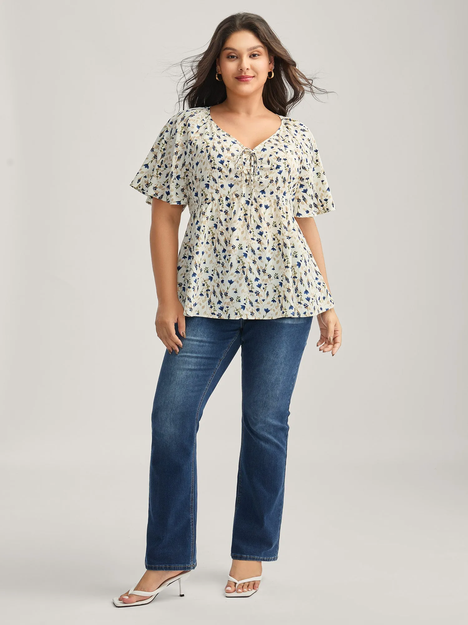Bust-Comfort Floral Print Tie Blouse sold by Bloomchic product image thumbnail 3