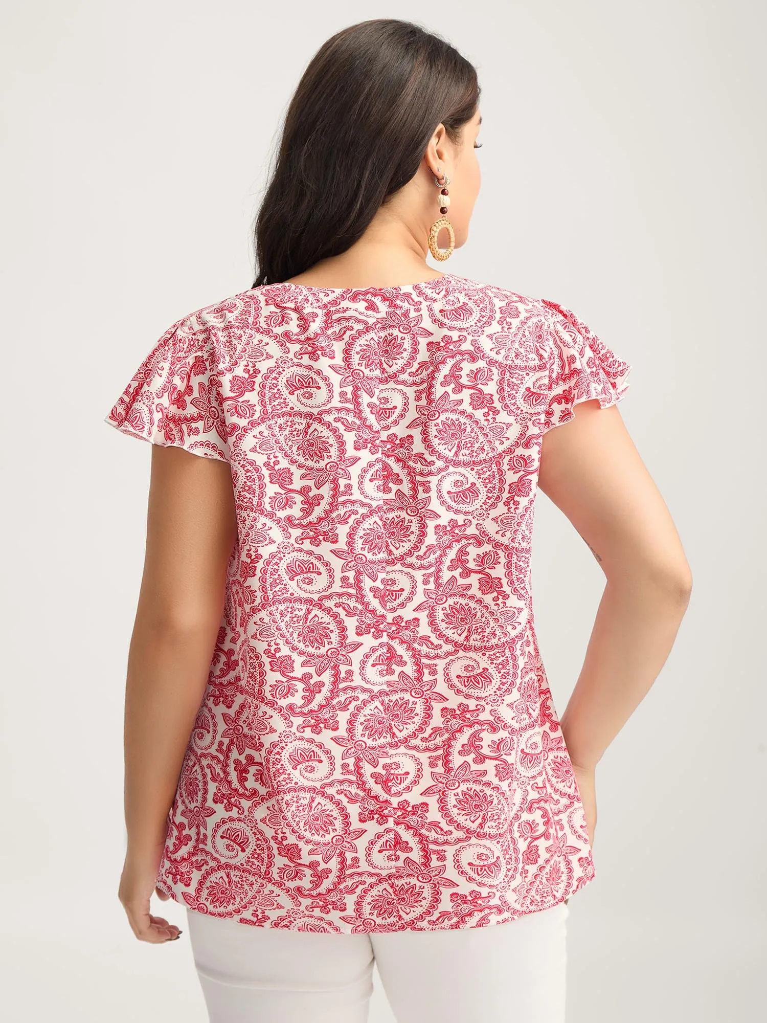 Paisley Print Notched Collar Blouse sold by Bloomchic product image thumbnail 4