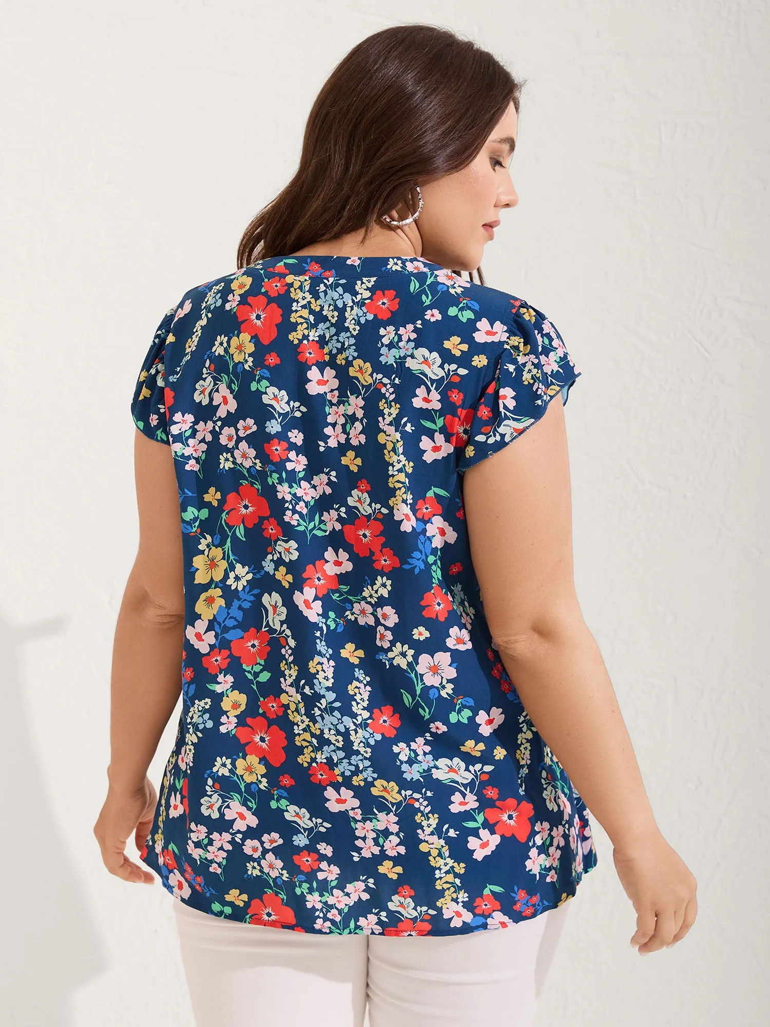 Rayon Playful Floral Shirred Blouse sold by Bloomchic product image thumbnail 4