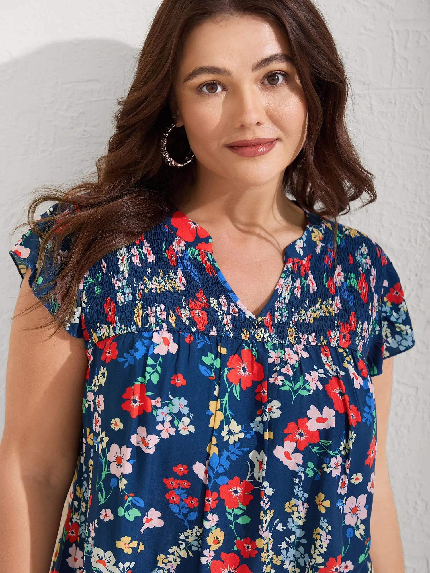 Rayon Playful Floral Shirred Blouse sold by Bloomchic product image thumbnail 2