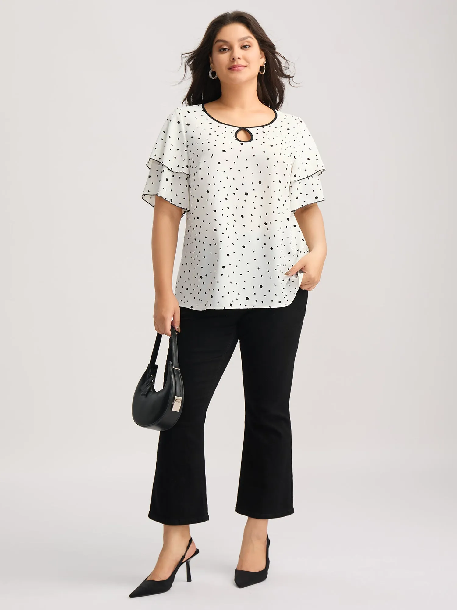 Polka Dots Contrast Layered Sleeve Blouse sold by Bloomchic product image thumbnail 3