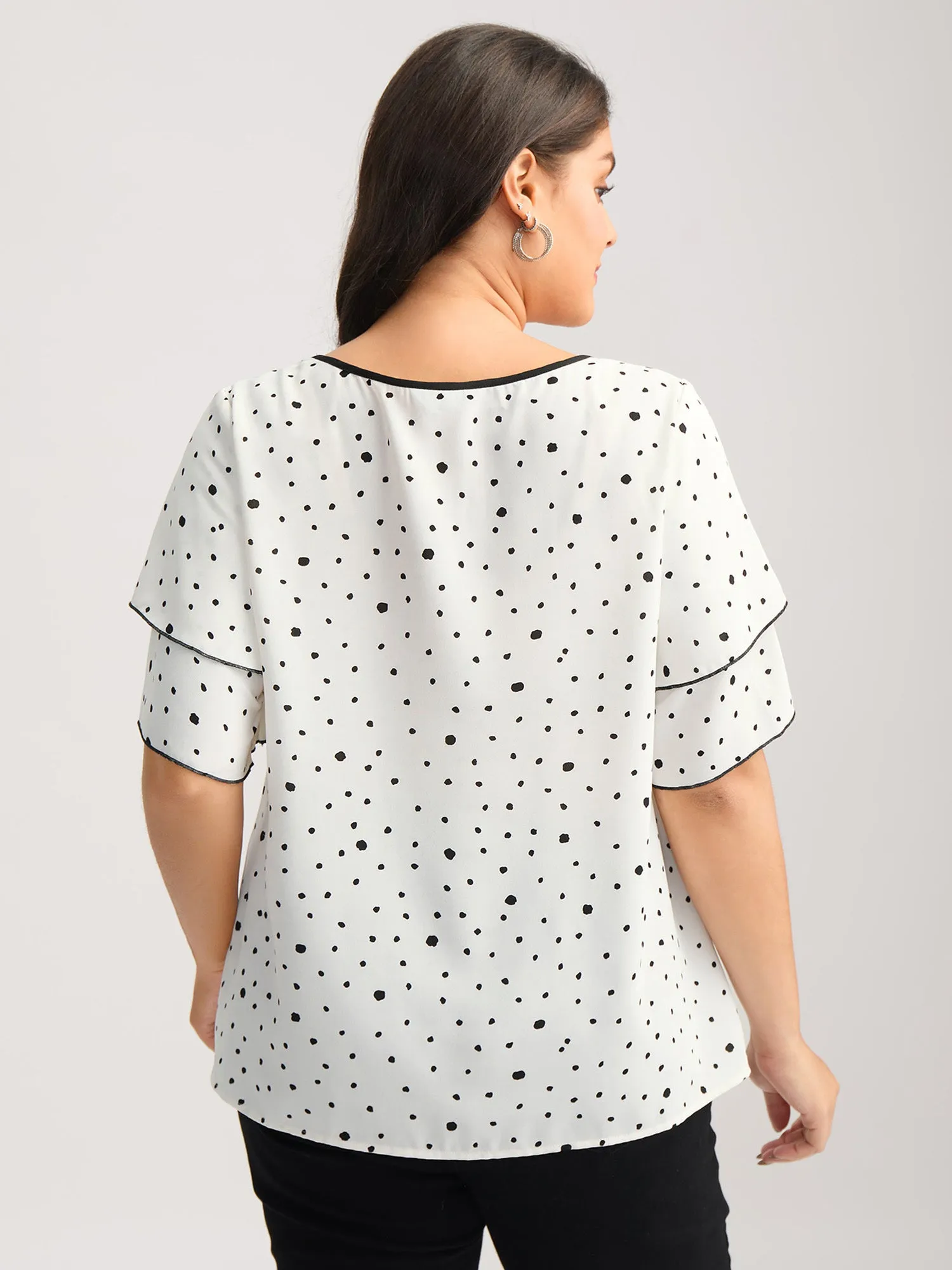 Polka Dots Contrast Layered Sleeve Blouse sold by Bloomchic product image thumbnail 4