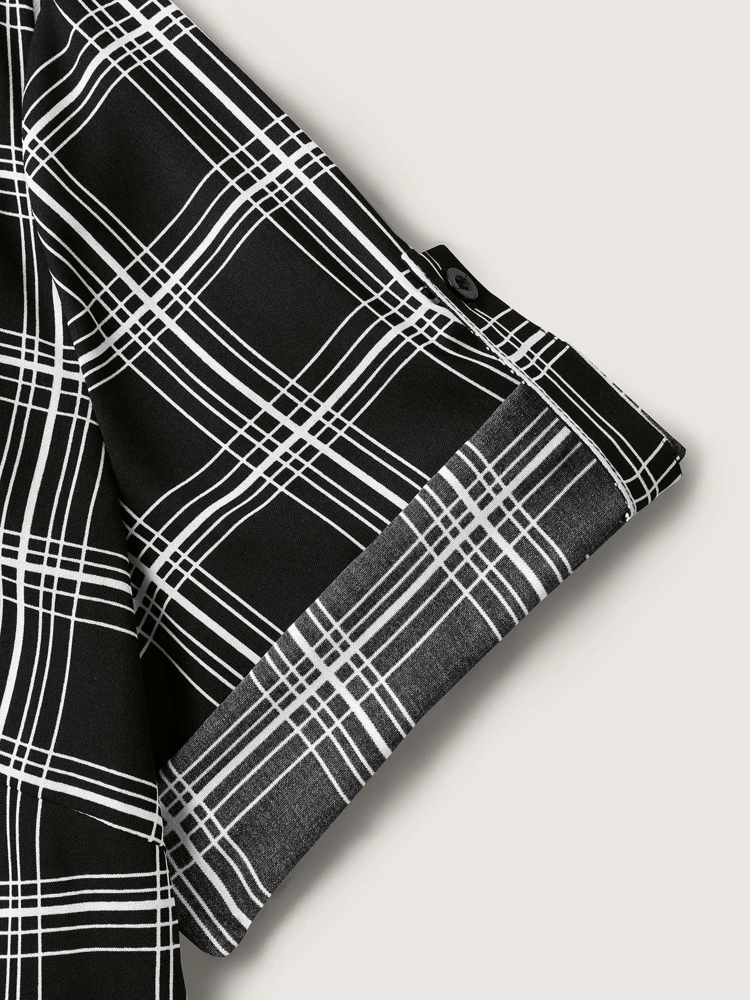 Plaid Print Tab Sleeve Notched Blouse sold by Bloomchic product image thumbnail 5