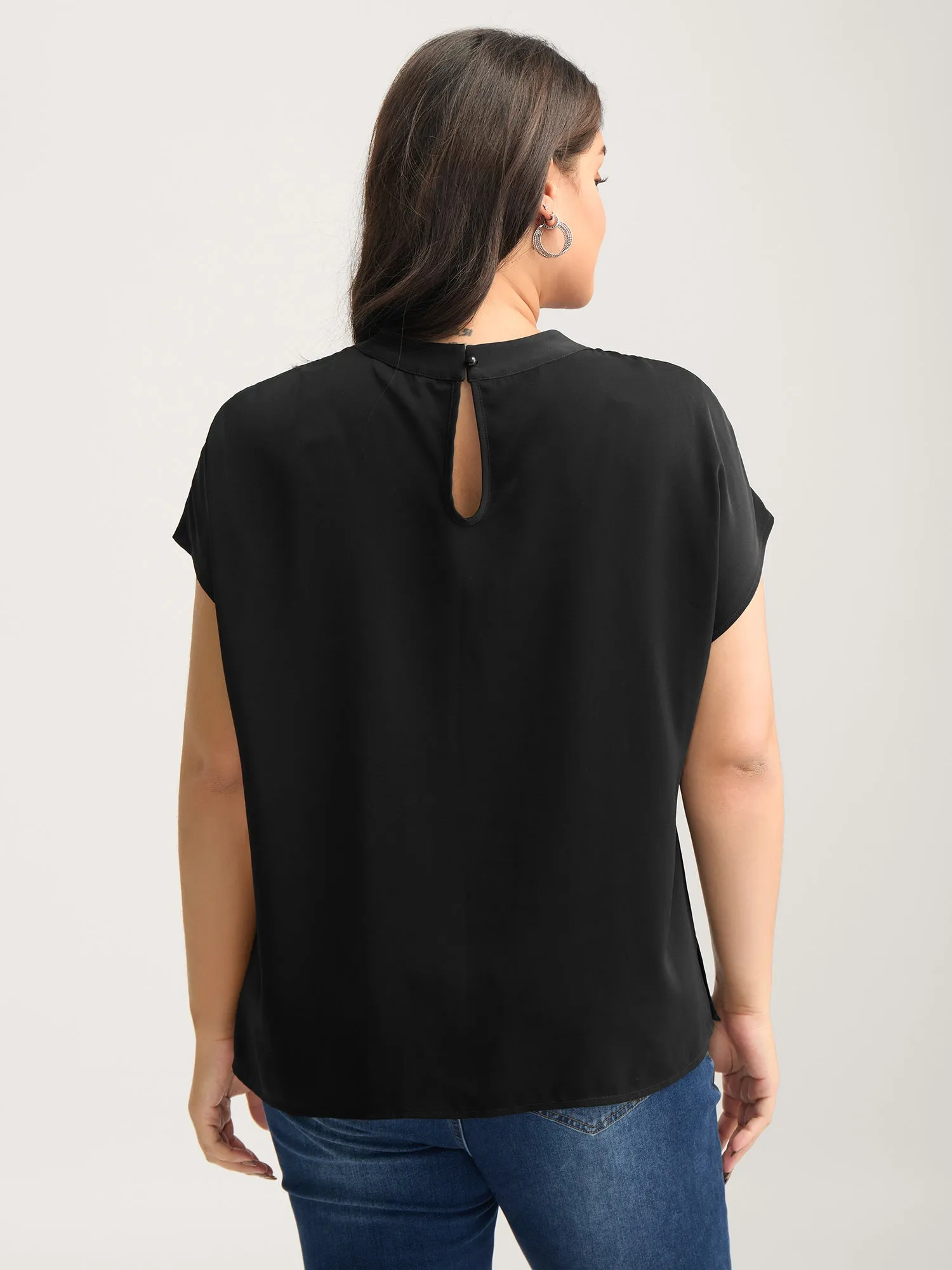 Solid Twist Neck Slit Blouse sold by Bloomchic product image thumbnail 5