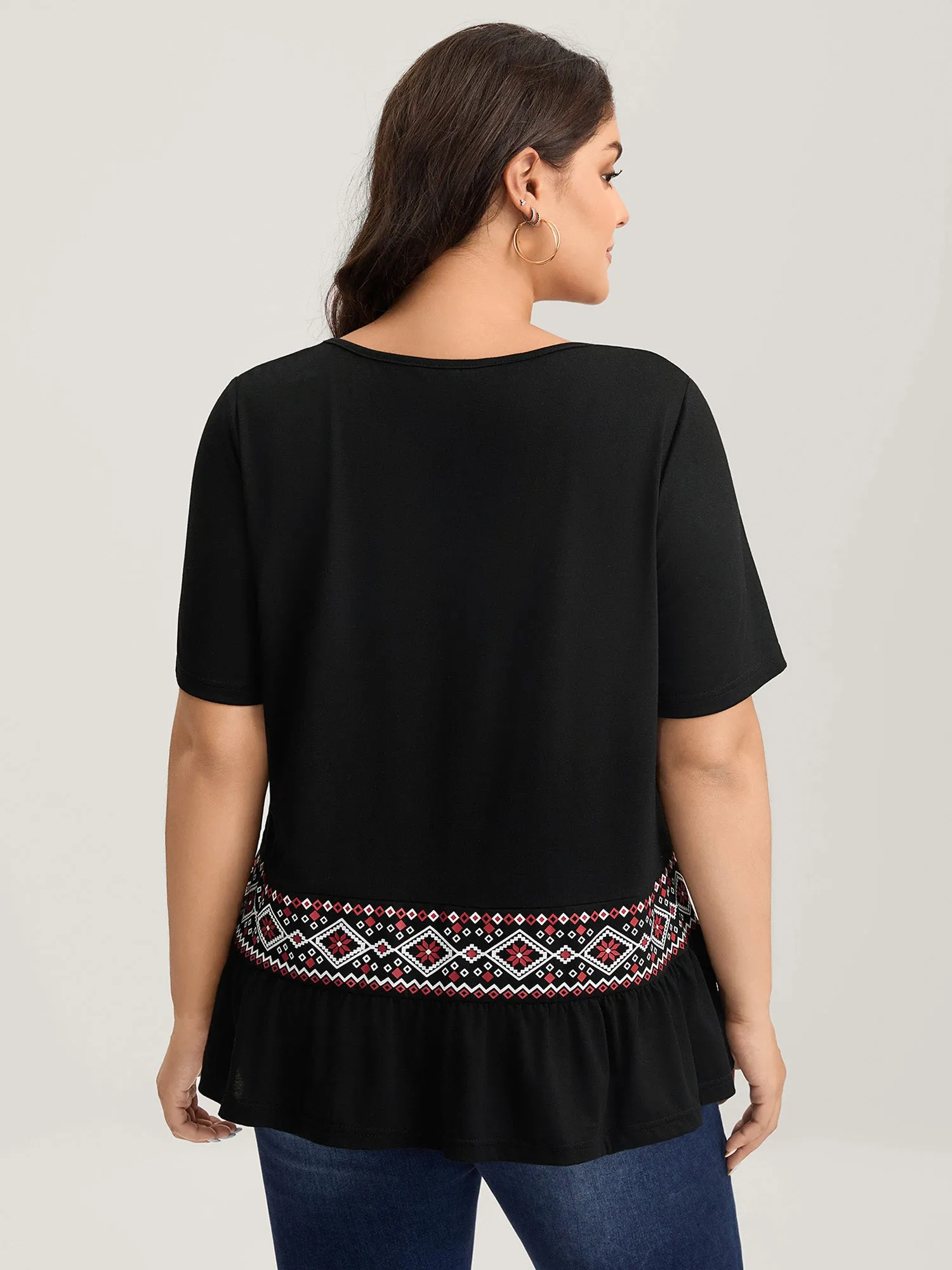 Stretchy Ruffled Hem Flowy Top sold by Bloomchic product image thumbnail 4