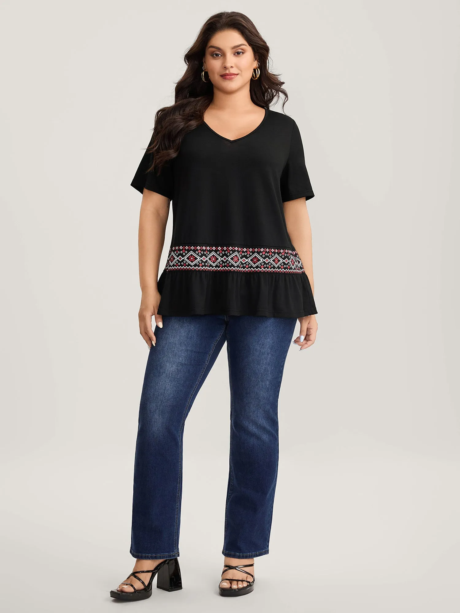 Stretchy Ruffled Hem Flowy Top sold by Bloomchic product image thumbnail 3