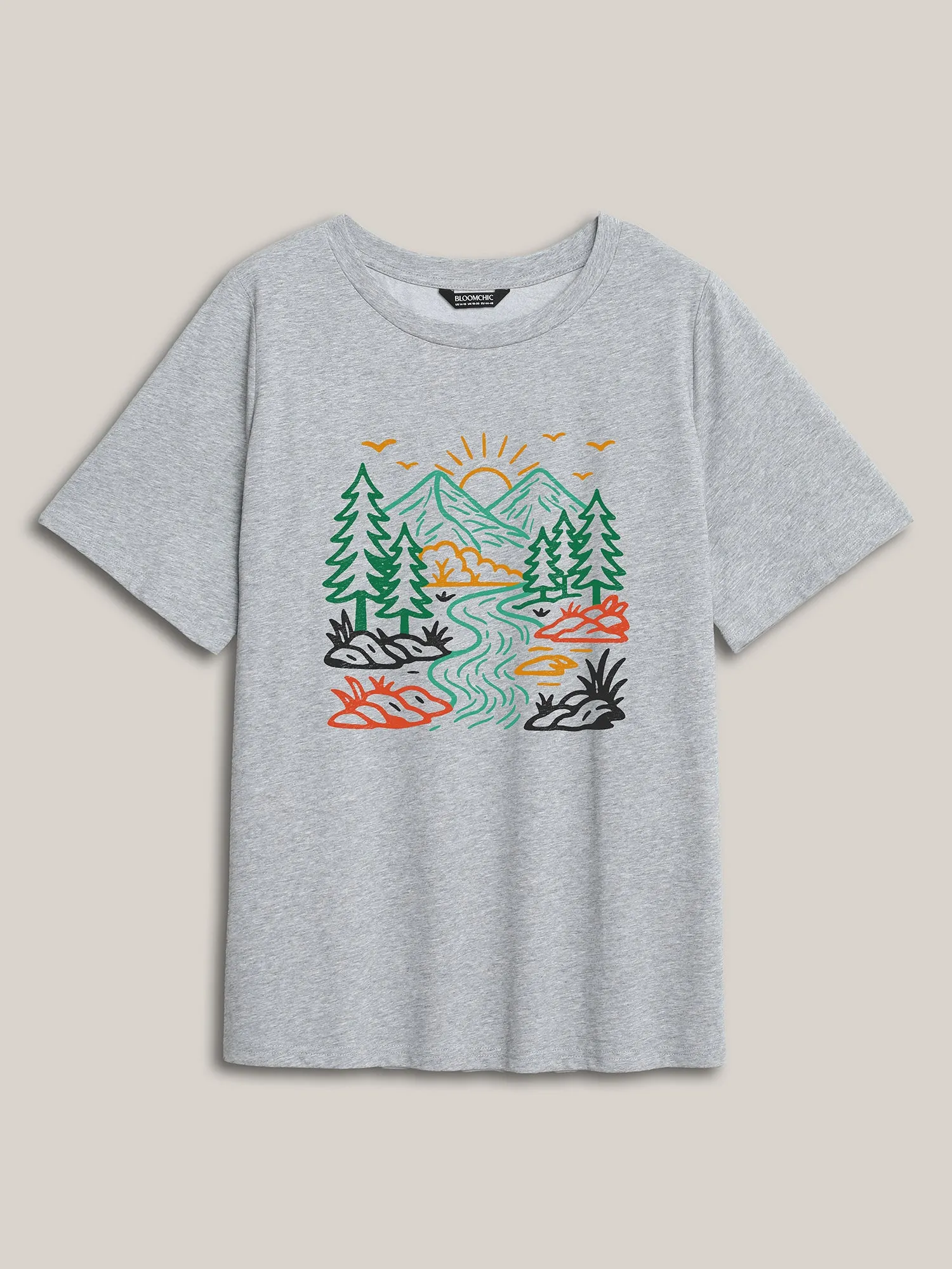 Mountain View Print Round Neck T-Shirt sold by Bloomchic product image thumbnail 5