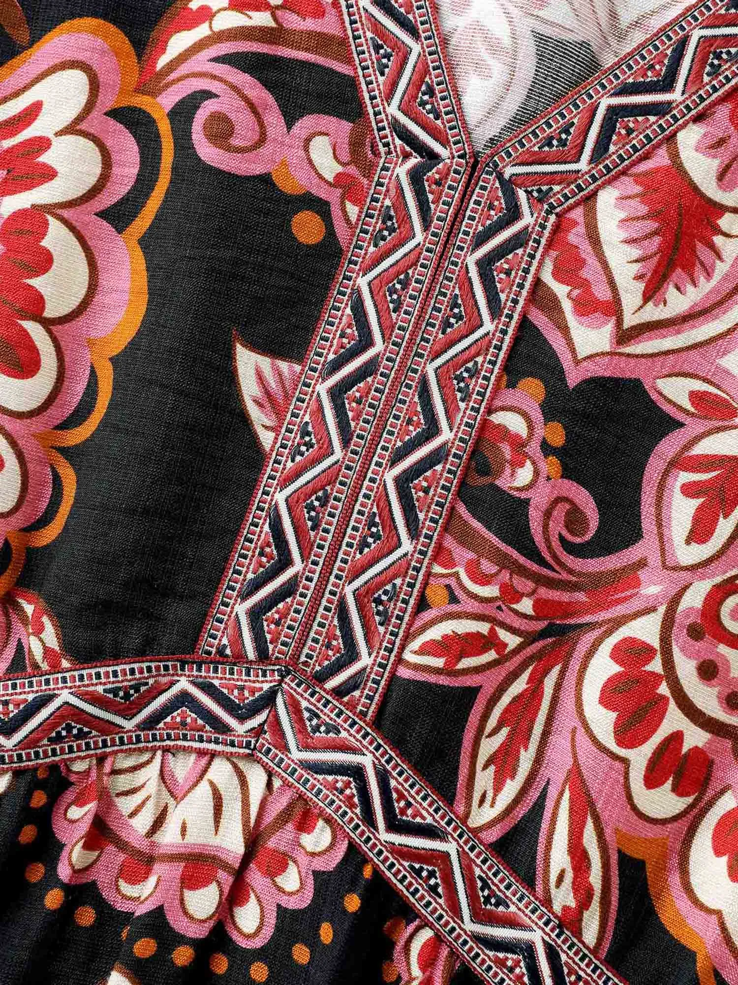 Paisley Print Stretchy Waist Pockets Midi Dress sold by Bloomchic product image thumbnail 5