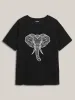 Elephant Abstract Print Round Neck T-Shirt sold by Bloomchic