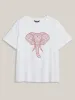 Elephant Abstract Print Round Neck T-Shirt sold by Bloomchic
