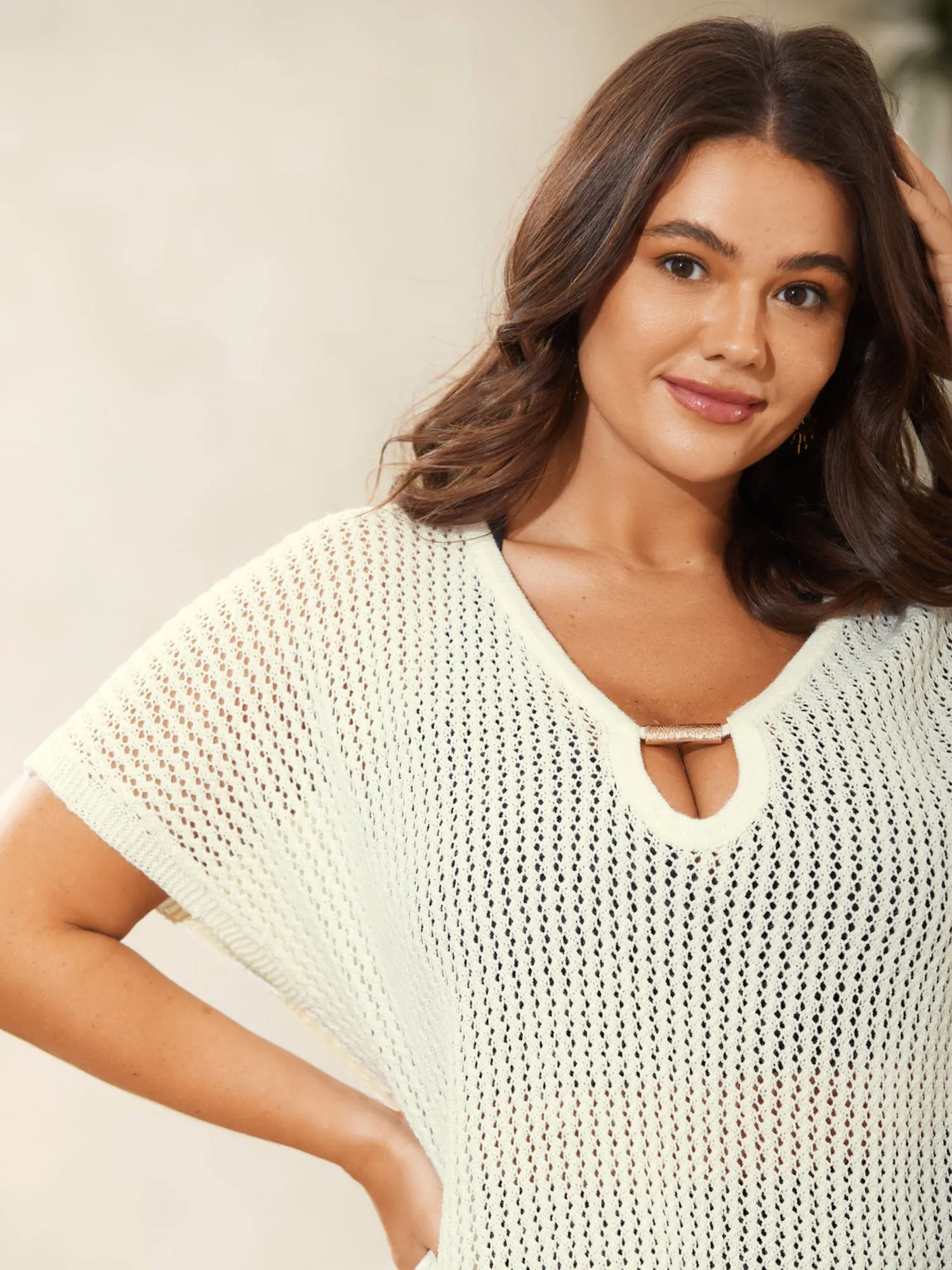 Slit Cut-Out Metal Ring Swim Cover-Up sold by Bloomchic product image thumbnail 2