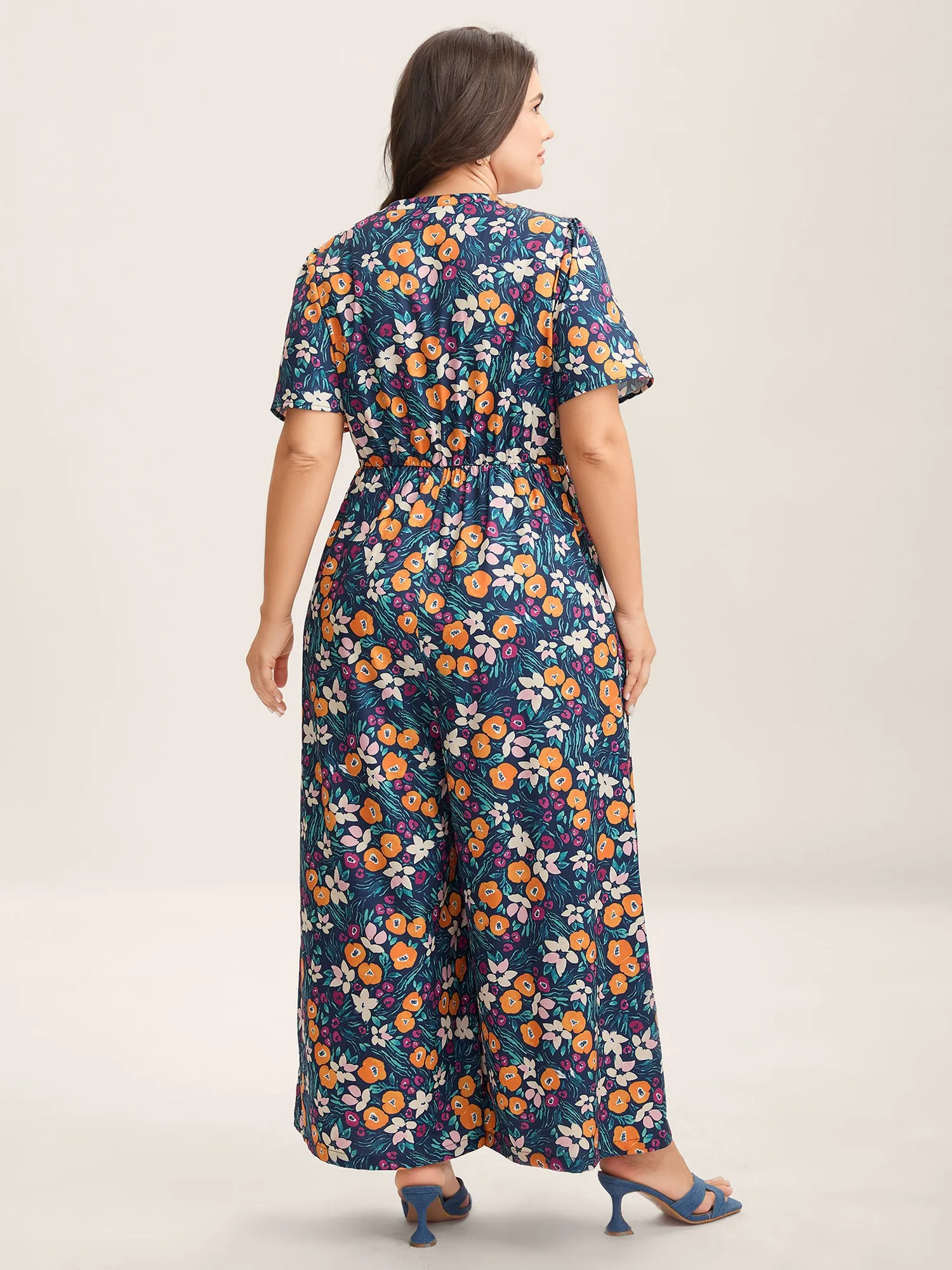 Abstract Floral Print Button Jumpsuit sold by Bloomchic product image thumbnail 4