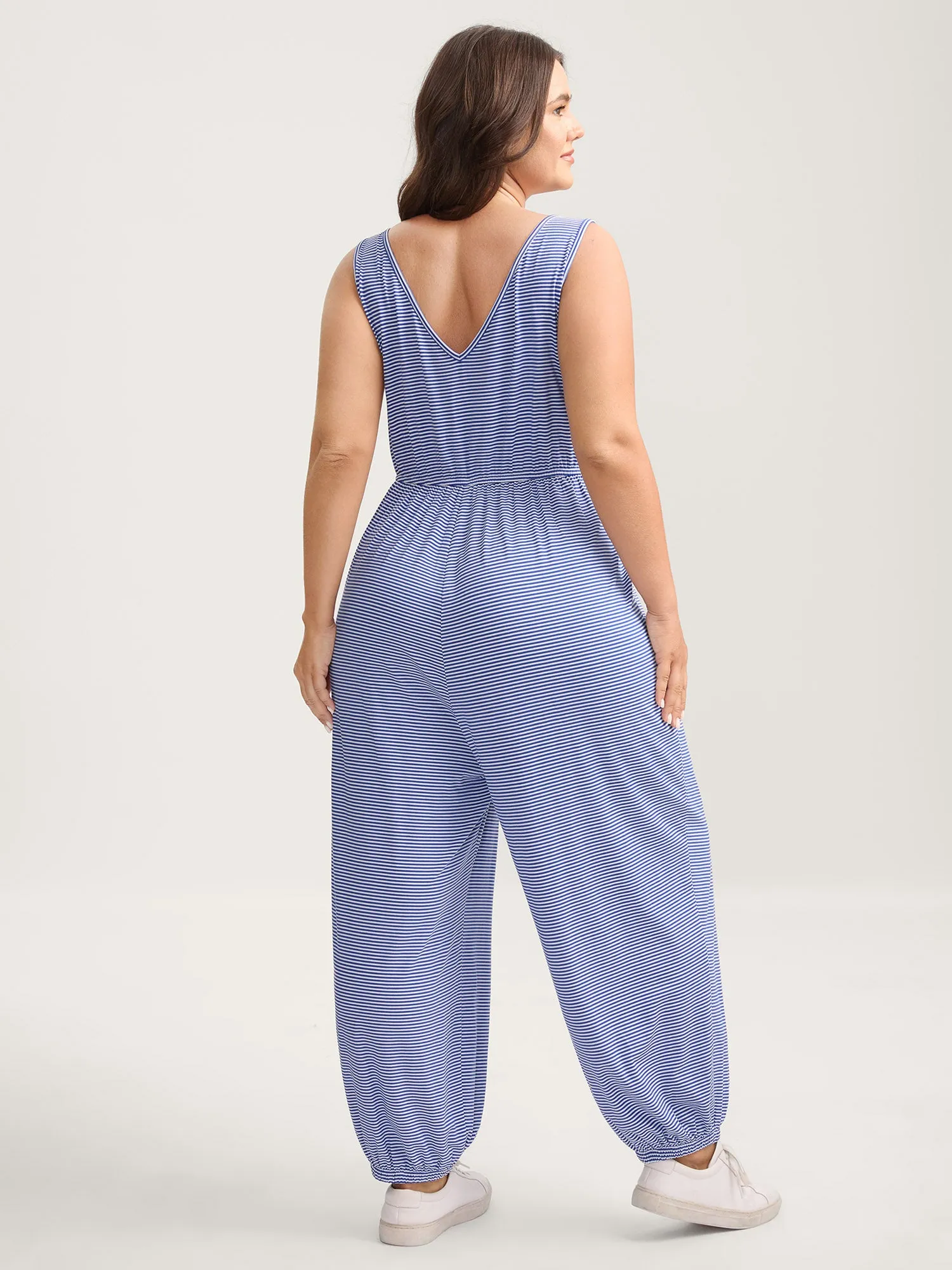 Stripe Print Stretchy Hem Cami Jumpsuit sold by Bloomchic product image thumbnail 4