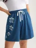 Turtle Print Drawstring Straight-Leg Shorts sold by Bloomchic
