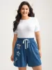 Turtle Print Drawstring Straight-Leg Shorts sold by Bloomchic