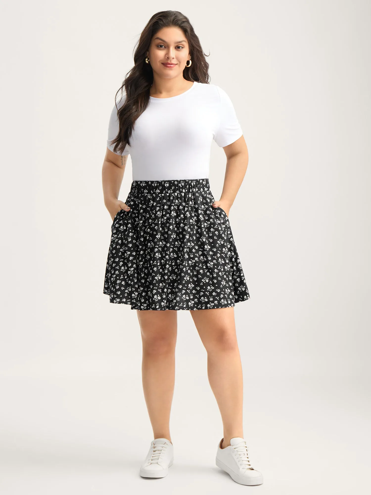 Ditsy Floral Print Stretchy Waist Skirt sold by Bloomchic product image thumbnail 3