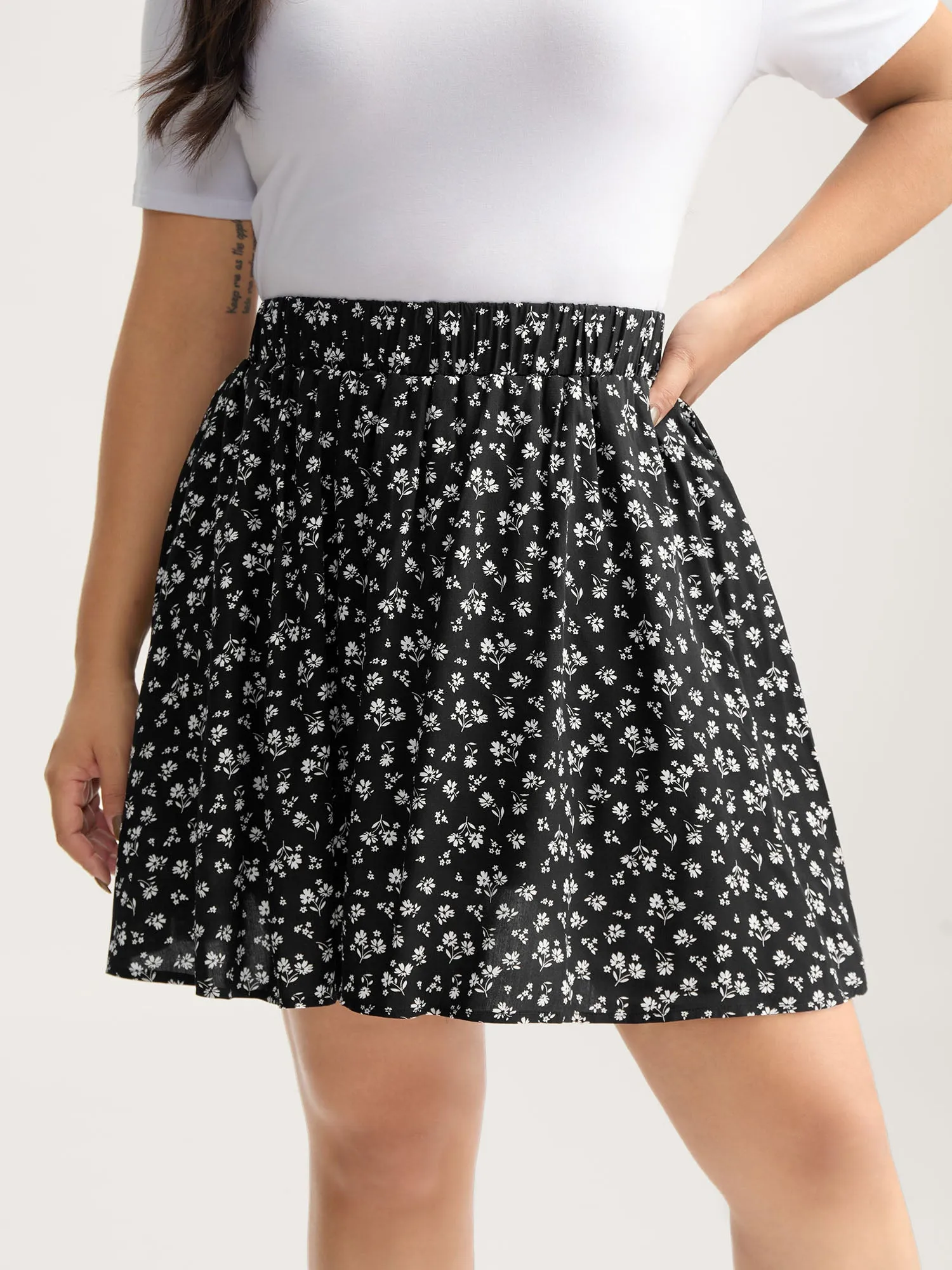 Ditsy Floral Print Stretchy Waist Skirt sold by Bloomchic