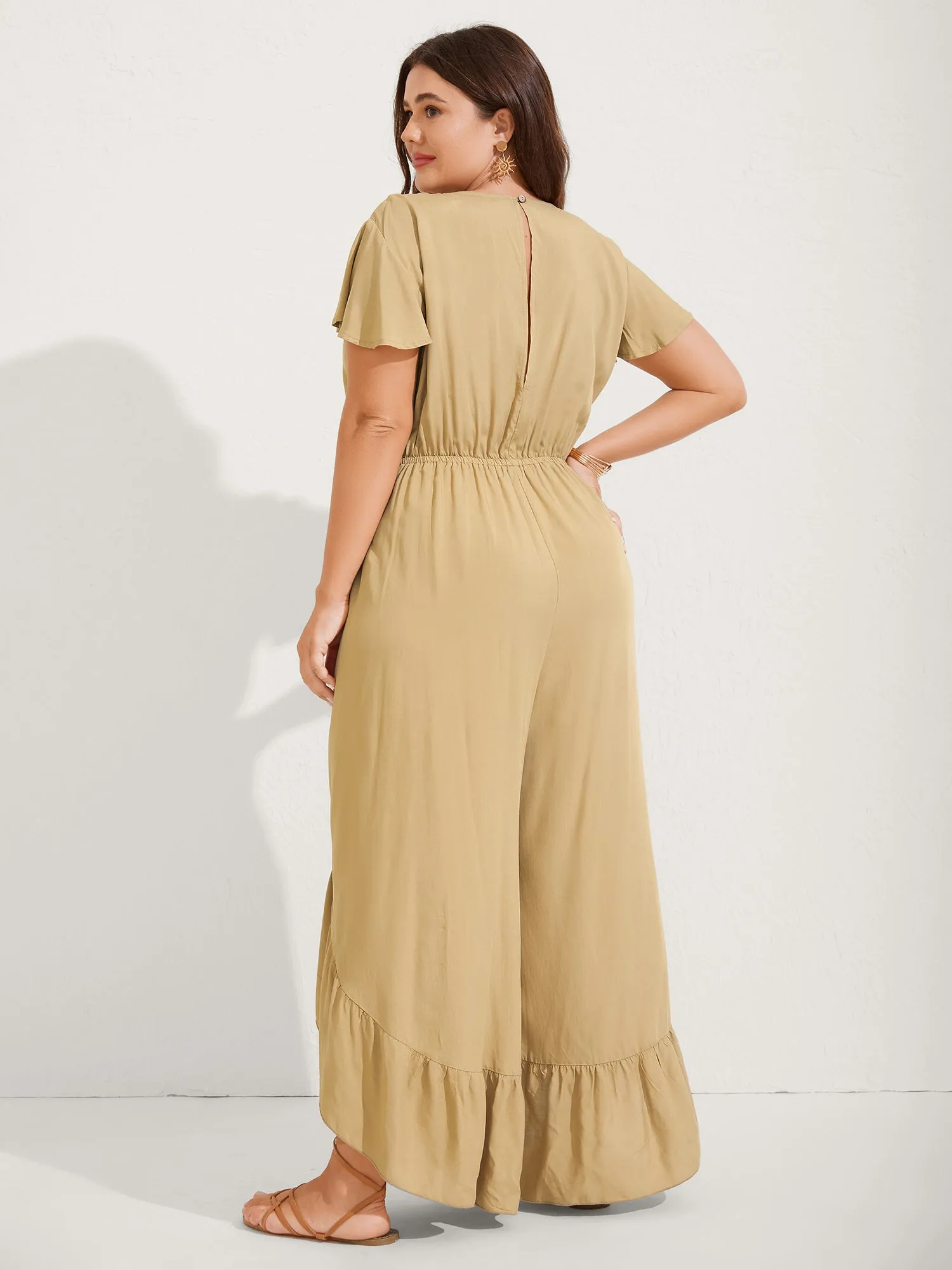 Ruffled Asymmetrical Hem Stretchy Jumpsuit sold by Bloomchic product image thumbnail 4