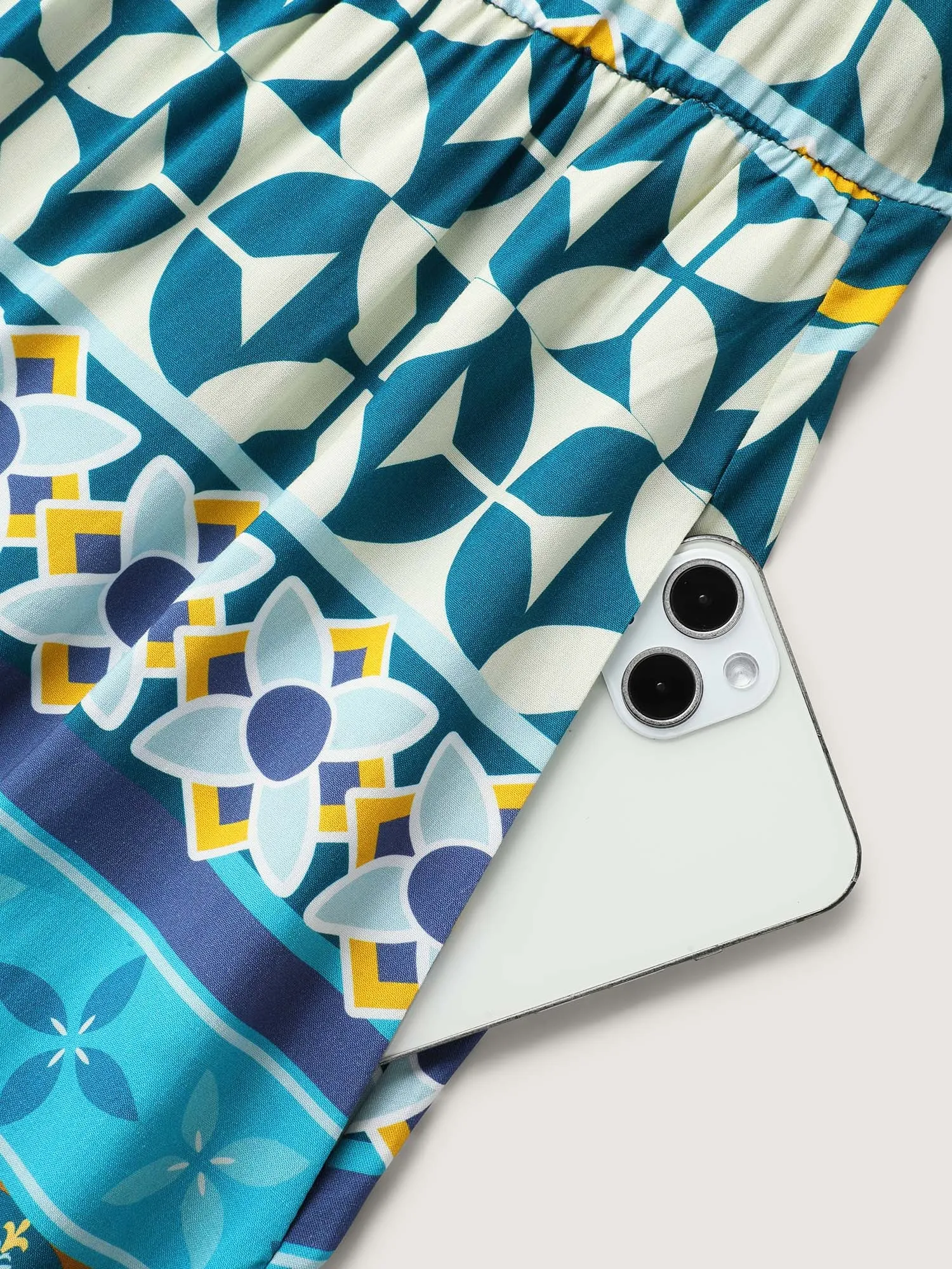 Rayon Boho Stretchy Waist Pockets Midi Dress sold by Bloomchic product image thumbnail 5