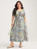 Rayon Paisley Ruffled Shirred Waist Midi Dress sold by Bloomchic