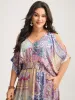 Boho Collage Off-Shoulder Maxi Dress sold by Bloomchic
