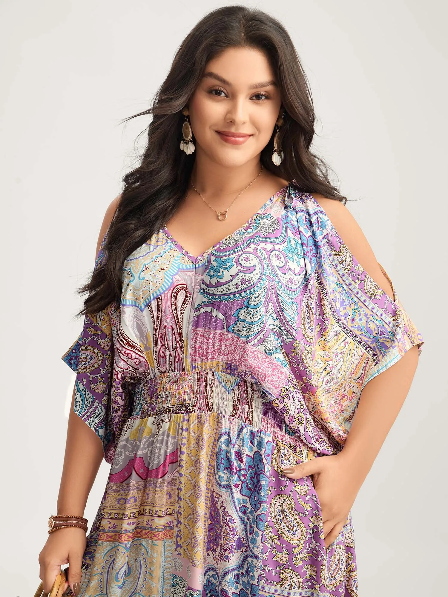 Boho Collage Off-Shoulder Maxi Dress sold by Bloomchic product image thumbnail 2