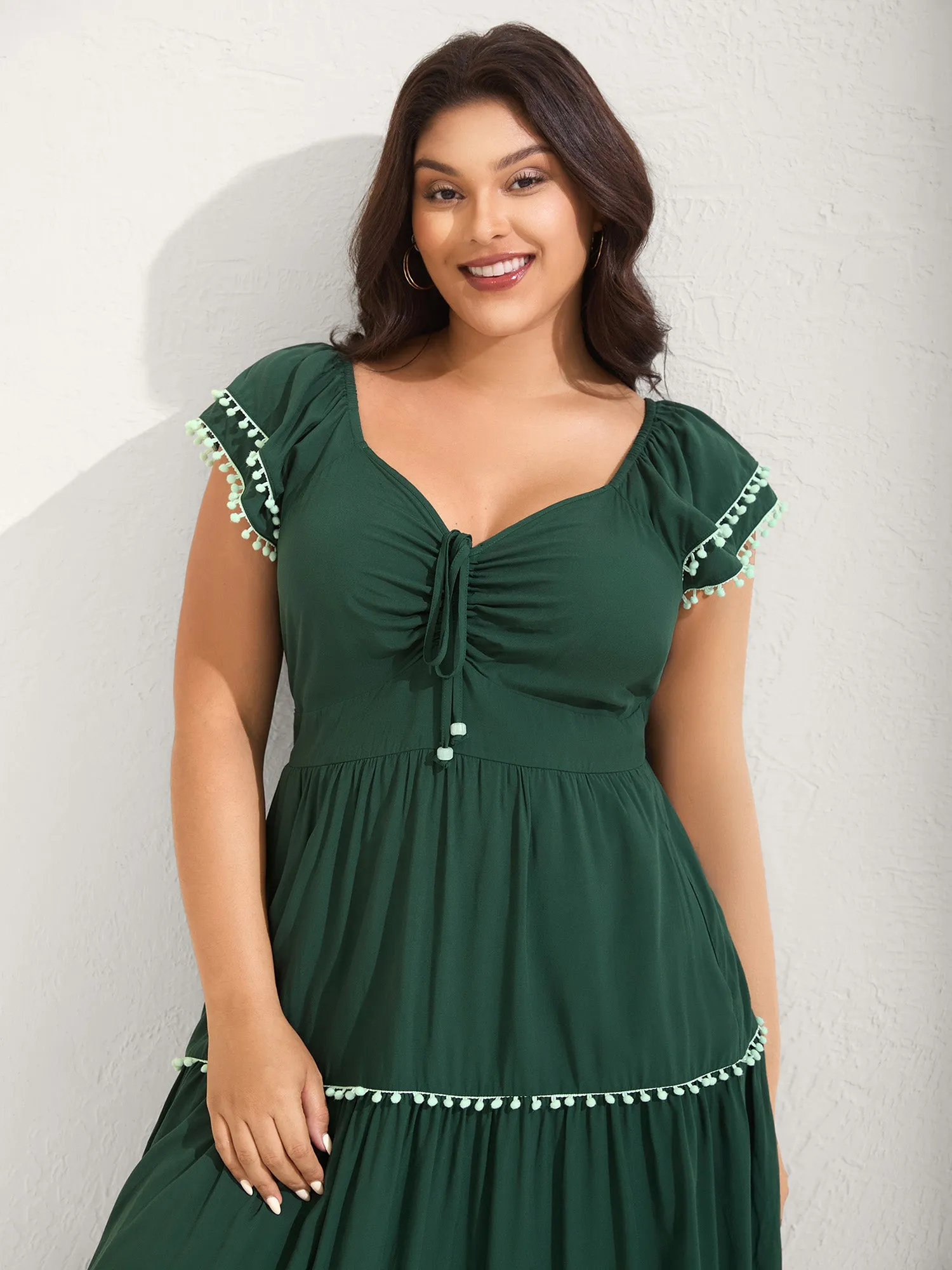 Ruffled Sweetheart Neck Tiered Midi Dress sold by Bloomchic product image thumbnail 2