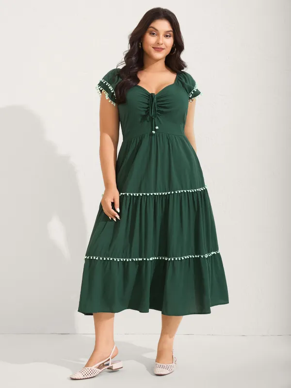 Ruffled Sweetheart Neck Tiered Midi Dress sold by Bloomchic