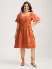 Cotton Lace Stretchy Waist Pockets Midi Dress sold by Bloomchic