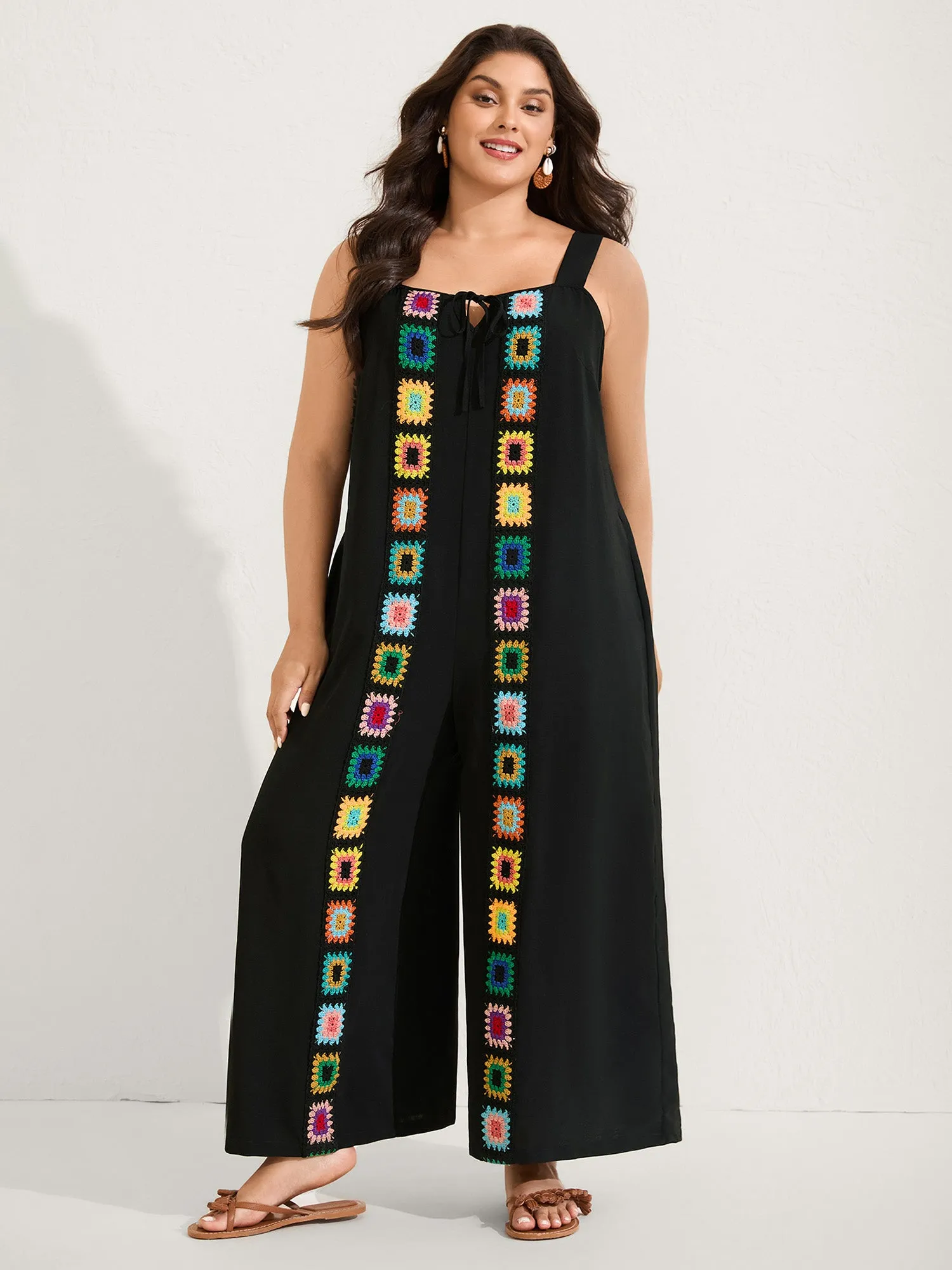 Crochet Floral Backless Neck Cut-Out Jumpsuit sold by Bloomchic product image thumbnail 3