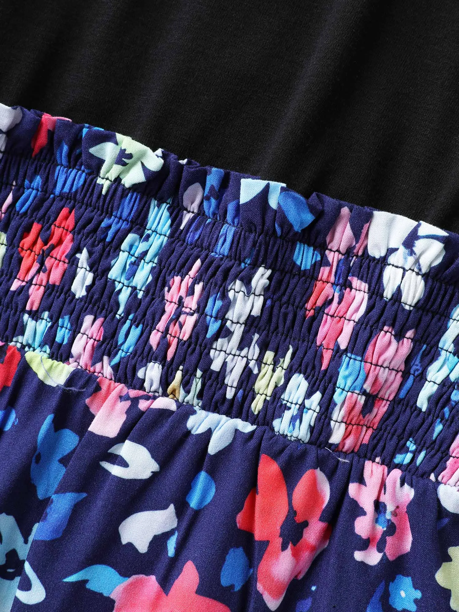 Floral Color Contrast Shirred Jumpsuit sold by Bloomchic product image thumbnail 5