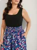 Floral Color Contrast Shirred Jumpsuit sold by Bloomchic
