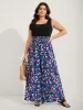 Floral Color Contrast Shirred Jumpsuit sold by Bloomchic