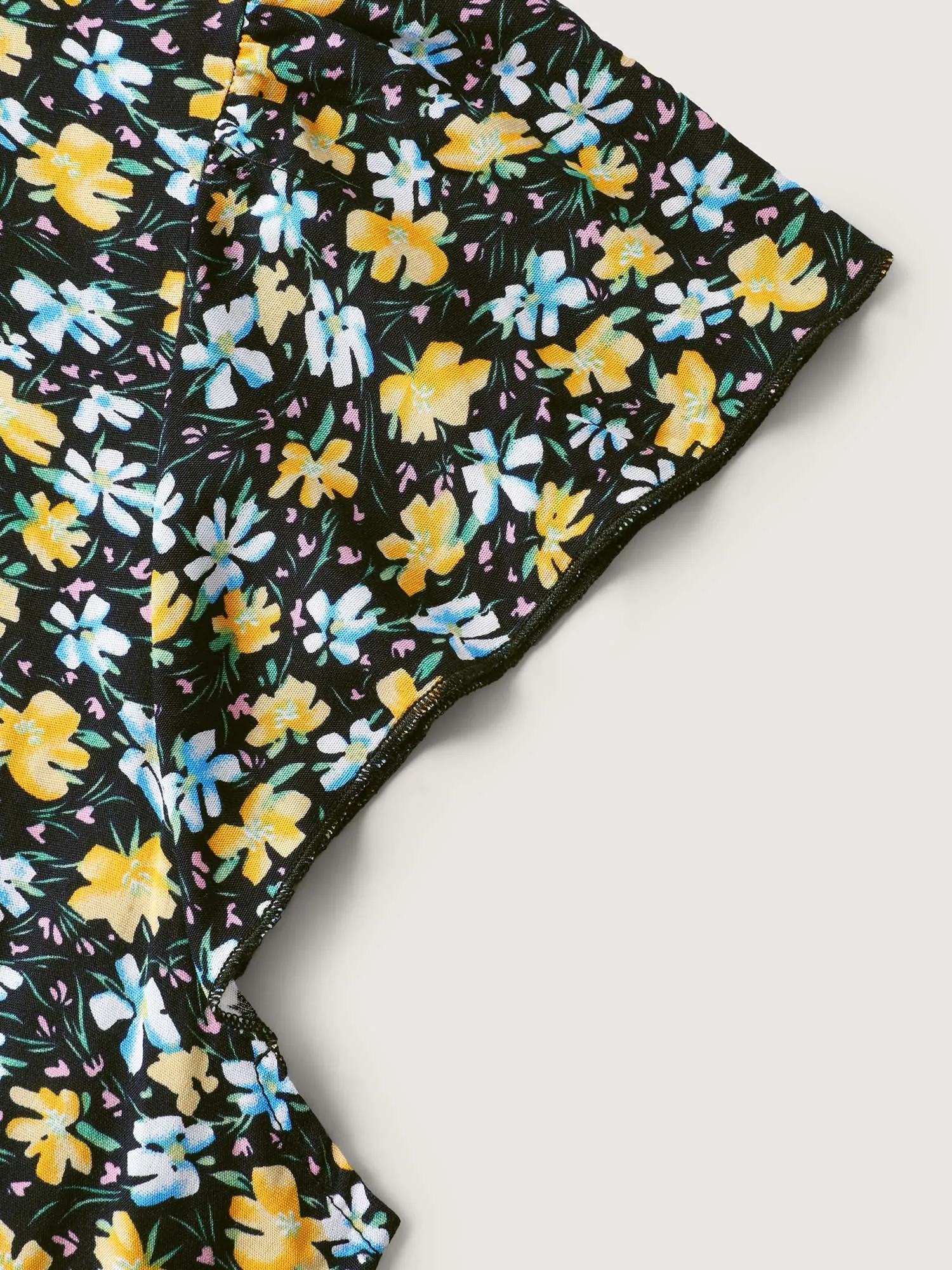 Floral Shirred Mock Neck Pockets Midi Dress sold by Bloomchic product image thumbnail 5