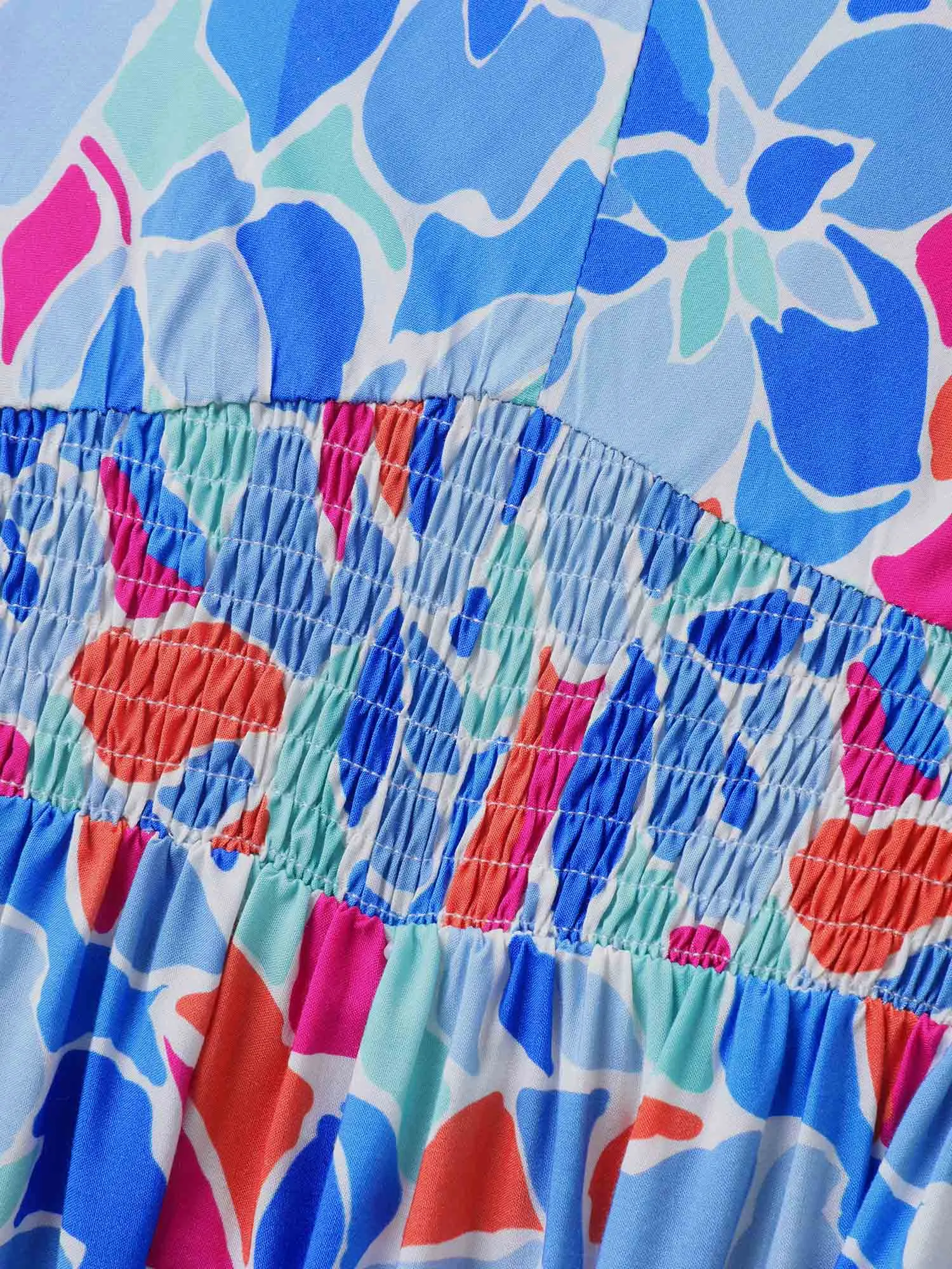 Floral Abstract Shirred Waist Midi Dress sold by Bloomchic product image thumbnail 5