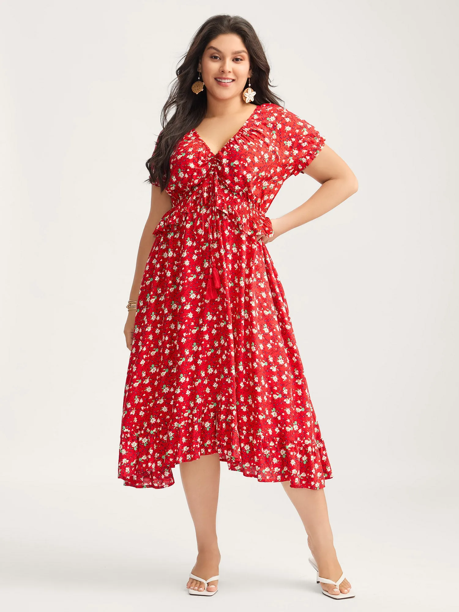Romantic Floral Cinched-Waist Midi Dress sold by Bloomchic product image thumbnail 3