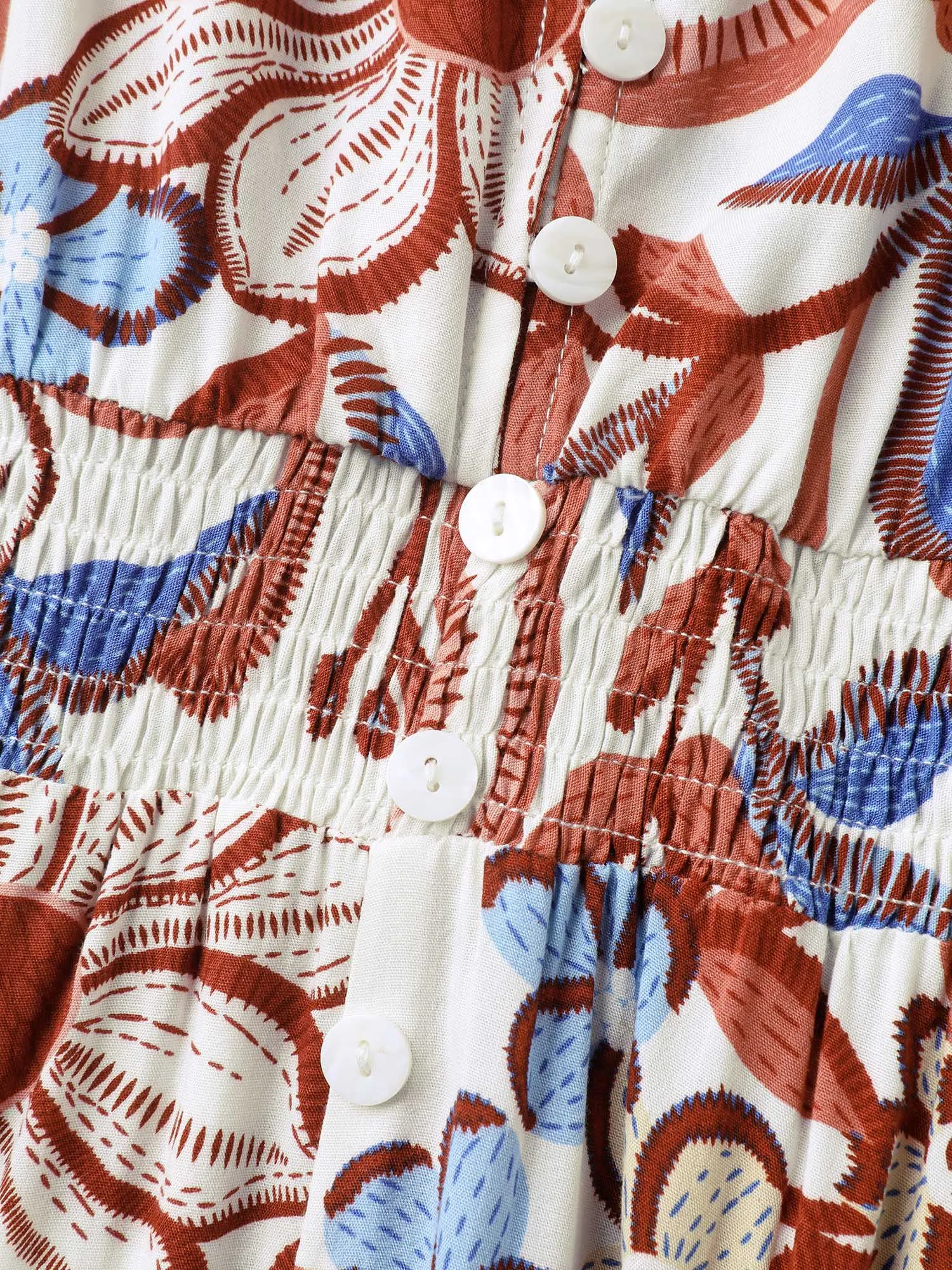 Large Floral Print Button Placket Midi Dress sold by Bloomchic product image thumbnail 5