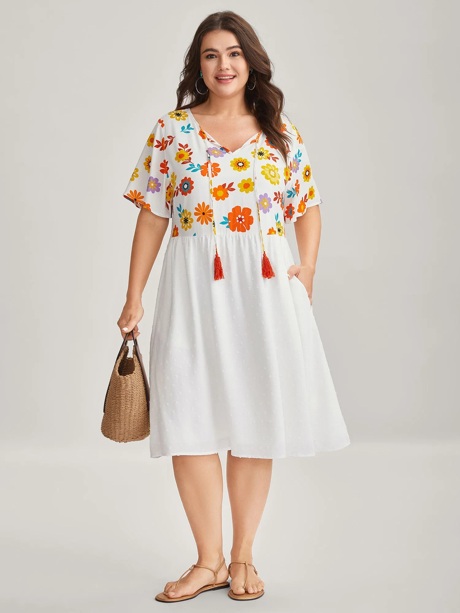 Colorful Florals Spliced Pockets Midi Dress sold by Bloomchic product image thumbnail 3