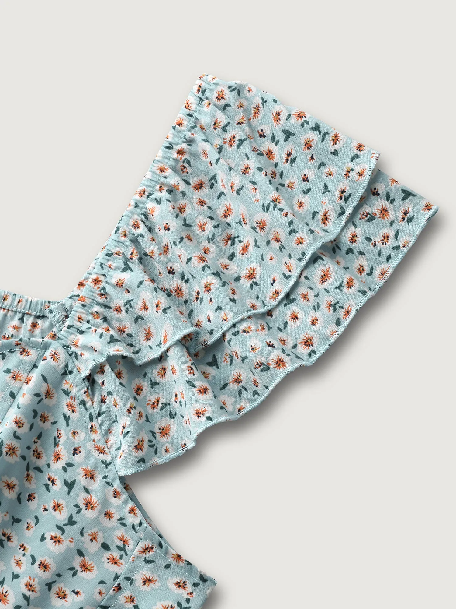 Ditsy Floral Print Layered Ruffle Midi Dress sold by Bloomchic product image thumbnail 5