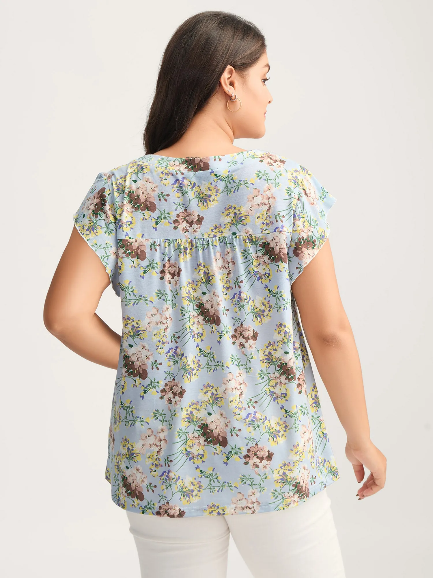 Floral Pleated Button Detail Blouse sold by Bloomchic product image thumbnail 4