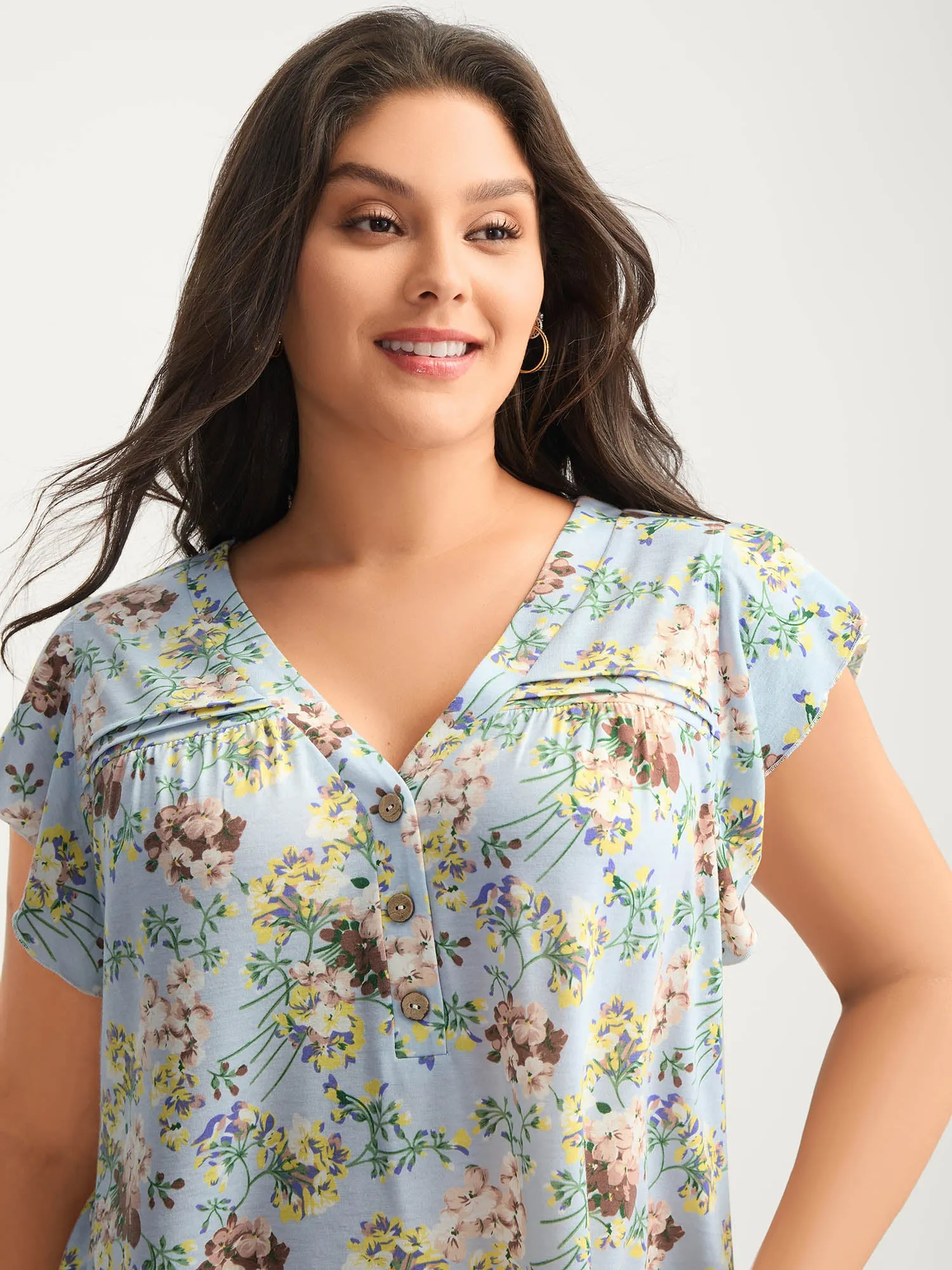 Floral Pleated Button Detail Blouse sold by Bloomchic product image thumbnail 2