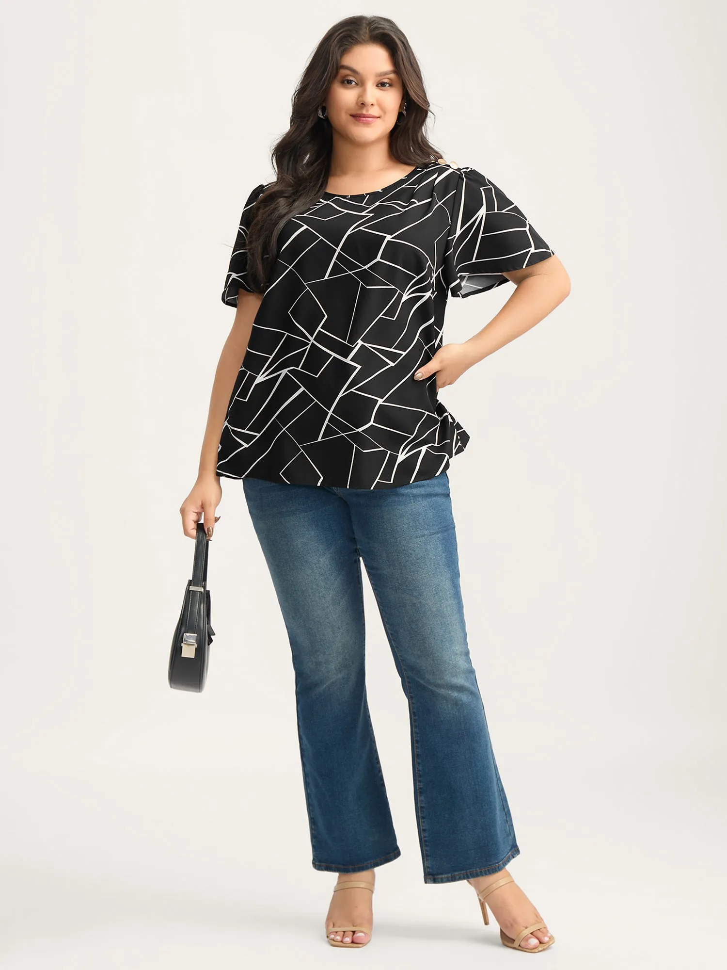 Abstract Detail Button Detail Blouse sold by Bloomchic product image thumbnail 3