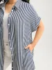 Striped Button-Front Tunic Blouse sold by Bloomchic